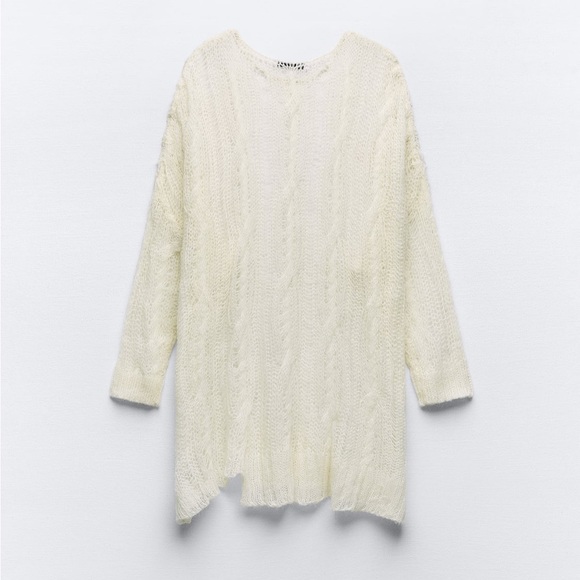 Zara open work cable knit asymmetric sweater - Picture 11 of 13
